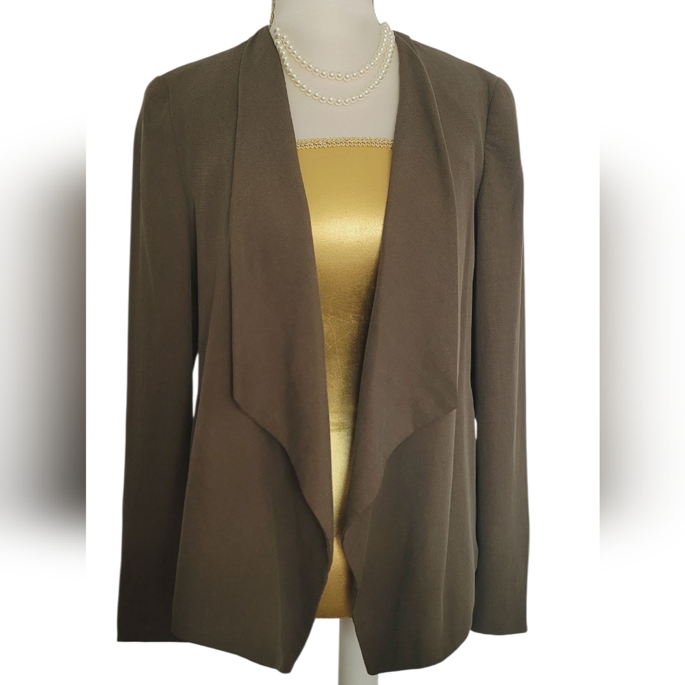 Zara Basic Green Draped Front Blazer - image 1